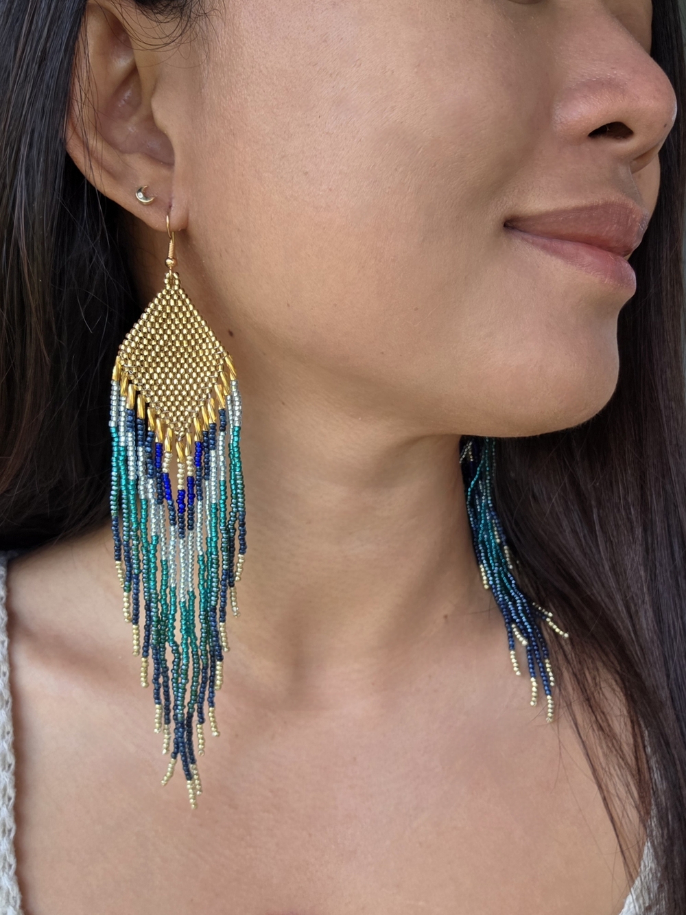 Handmade Aurora Boho Fringe Earrings Beaded Southwestern Jewelry